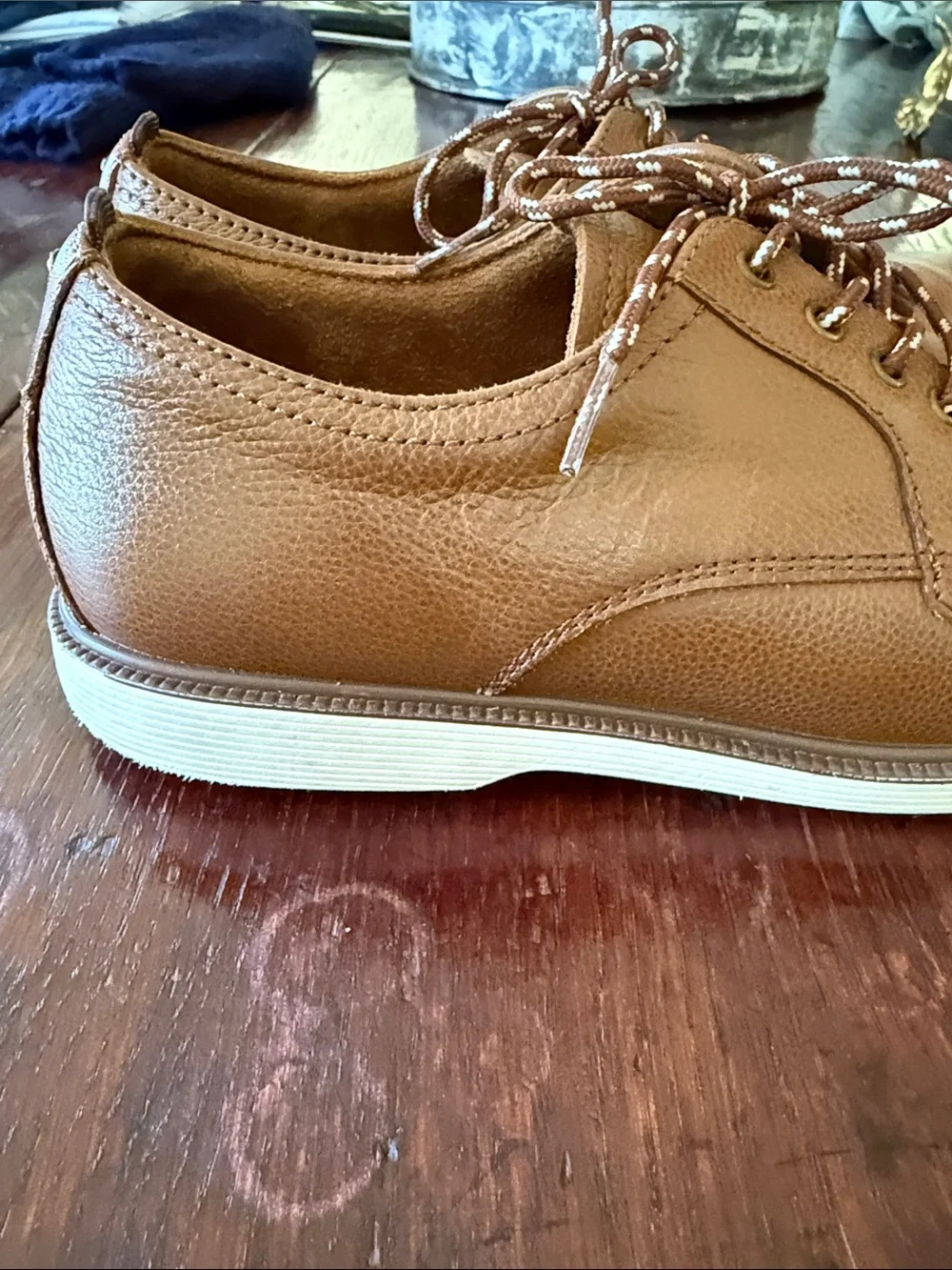 Florsheim Boys Cognac Brown Leather Derby Lace-Up Shoes